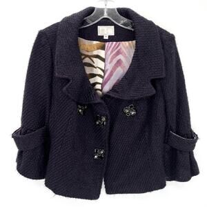 Alberto Makali women’s jewel buttons purple metallic cropped blazer